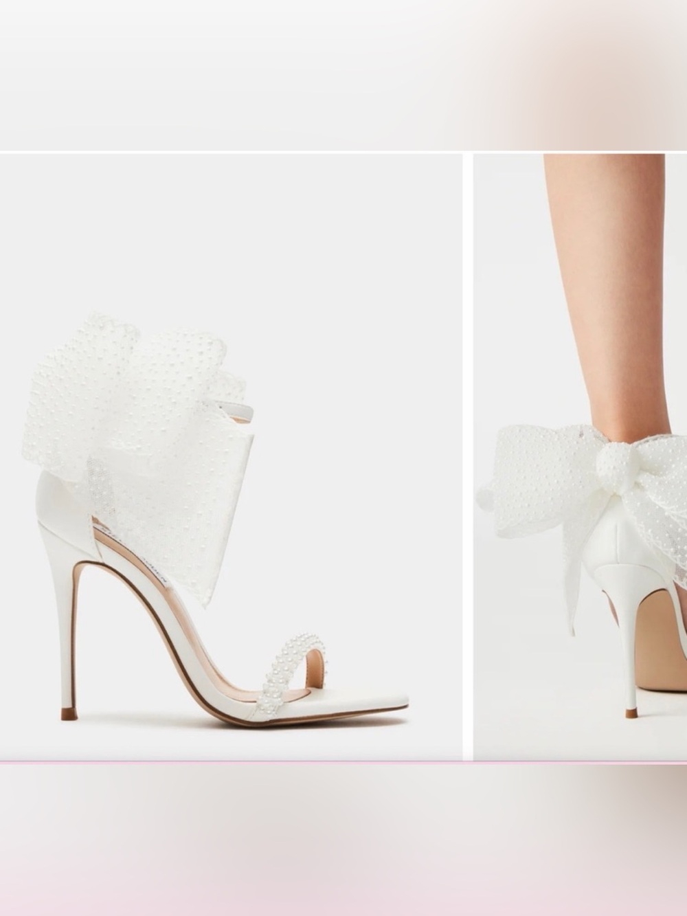 Steve Madden White Pearl Bow Stiletto Sandal